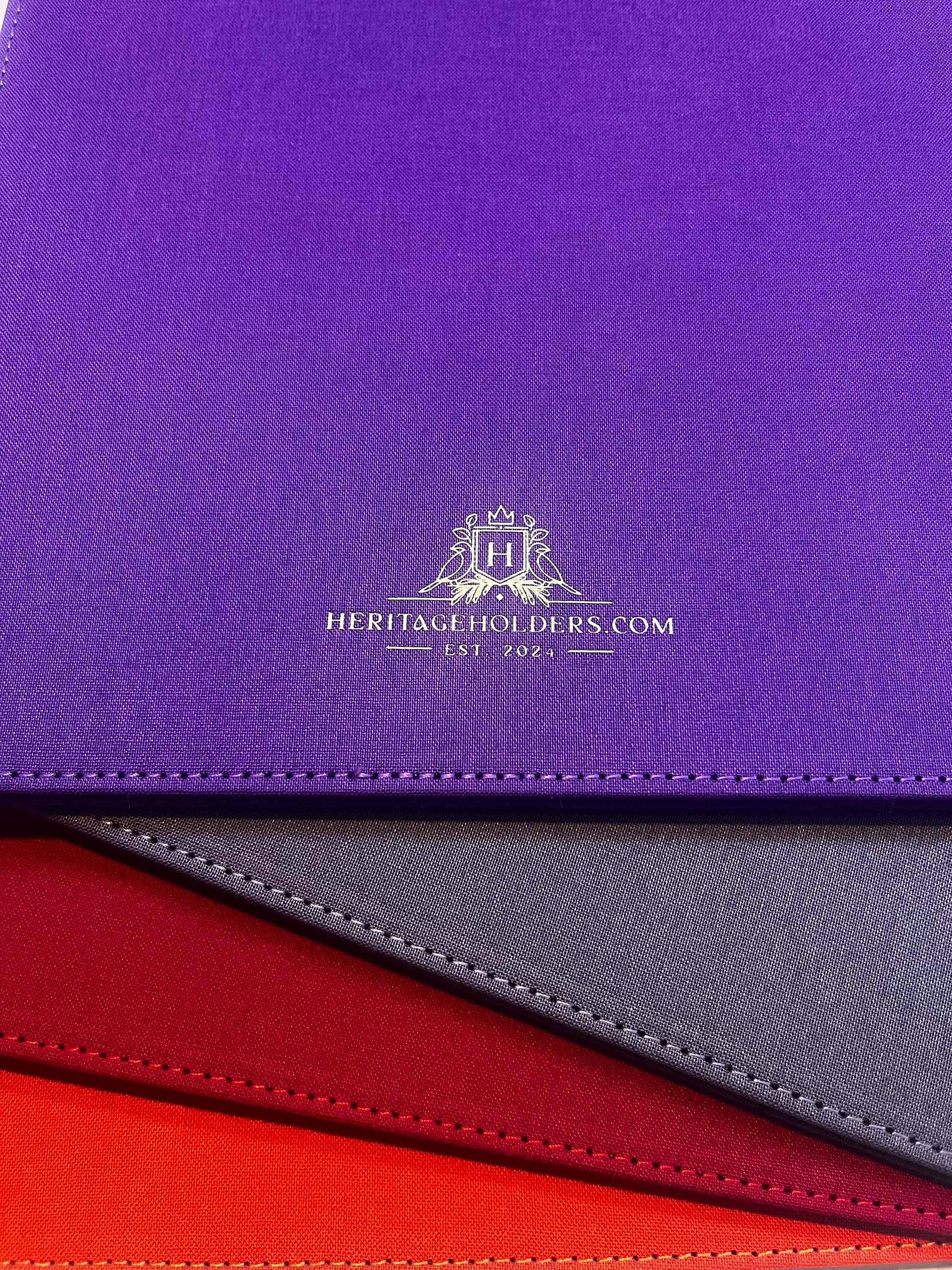 Close-up of a purple surface with a logo and text, featuring a gradient effect.